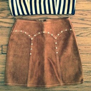 Vintage brown suede mini skirt